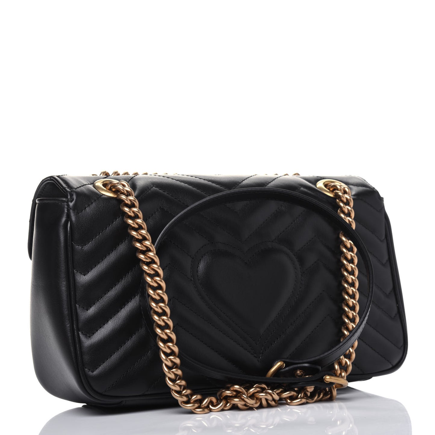 Calfskin Matelasse Small GG Marmont Shoulder Bag Black