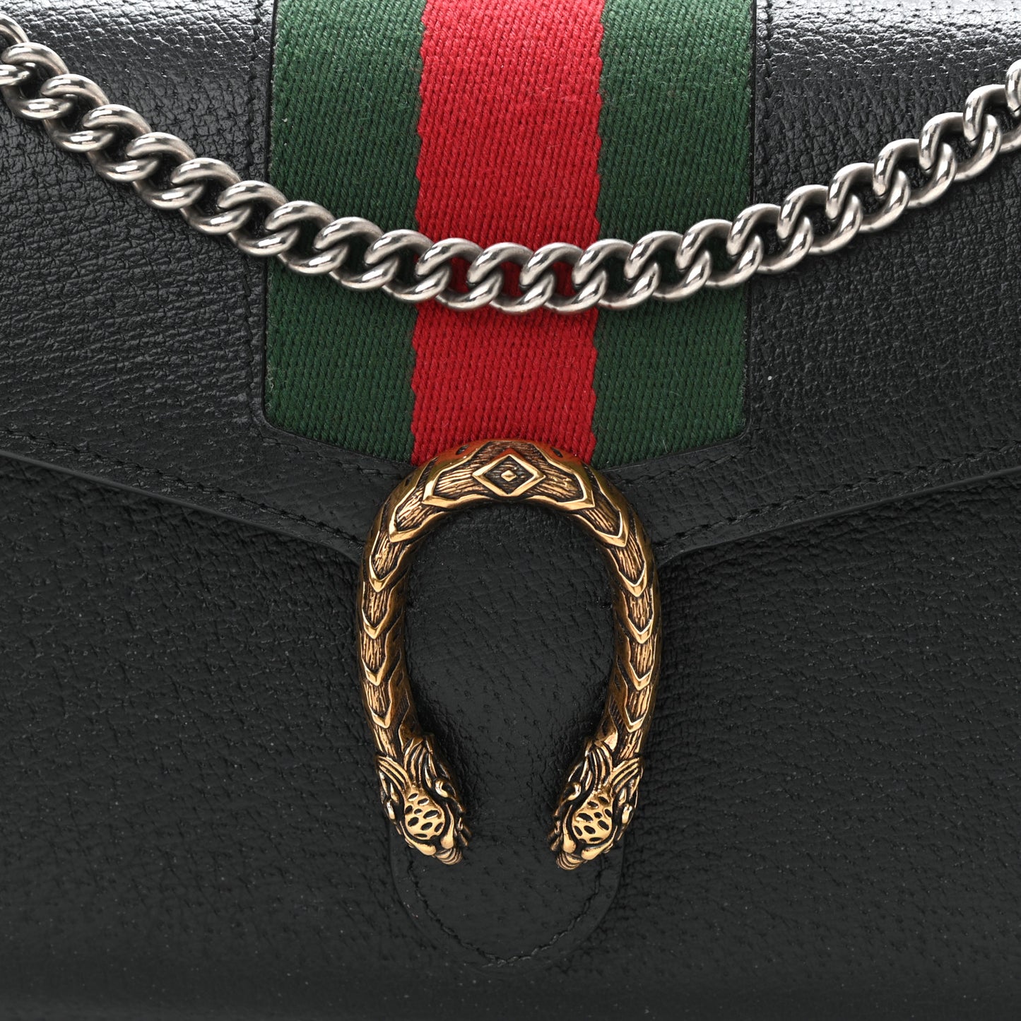 Calfskin Web Mini Dionysus Chain Wallet Black