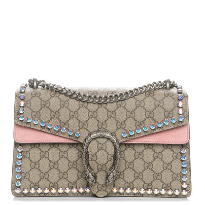 Gucci GG Supreme Monogram Suede Crystal Small Dionysus Shoulder Bag Beige Ebony Light Peonia 1 of 8