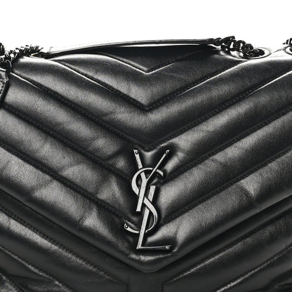 Saint Laurent Calfskin Y Quilted Monogram Monochrome Medium Loulou Chain Satchel Black 8 of 10