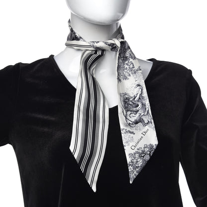 Christian Dior Silk Toile De Jouy Mitzah Scarf Navy Blue 2 of 5