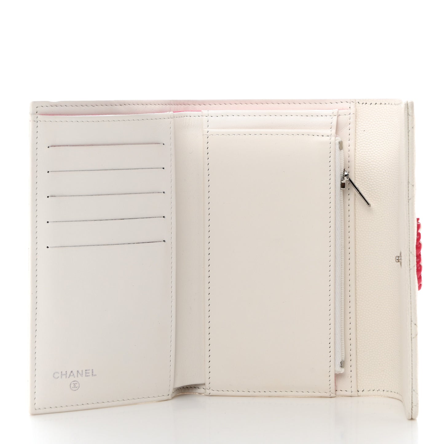 Caviar Quilted Chanel 19 Flap Wallet White Pink