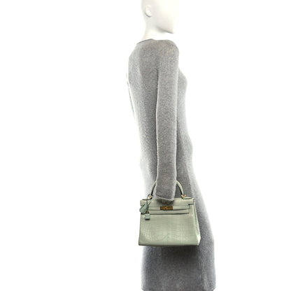 Hermes Matte Alligator Kelly Retourne 28 Vert D'eau 3 of 11