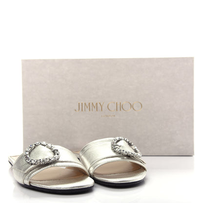 Jimmy Choo Metallic Nappa Granger 173 Flat Sandals 36.5 Silver Crystal 10 of 10