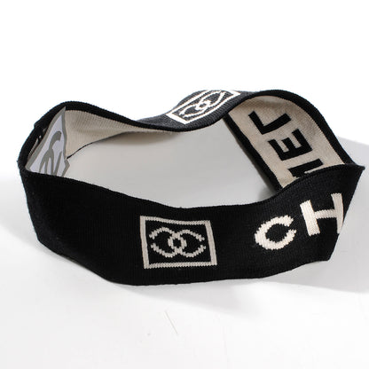 Chanel Knit CC Head Band Black Beige 5 of 5