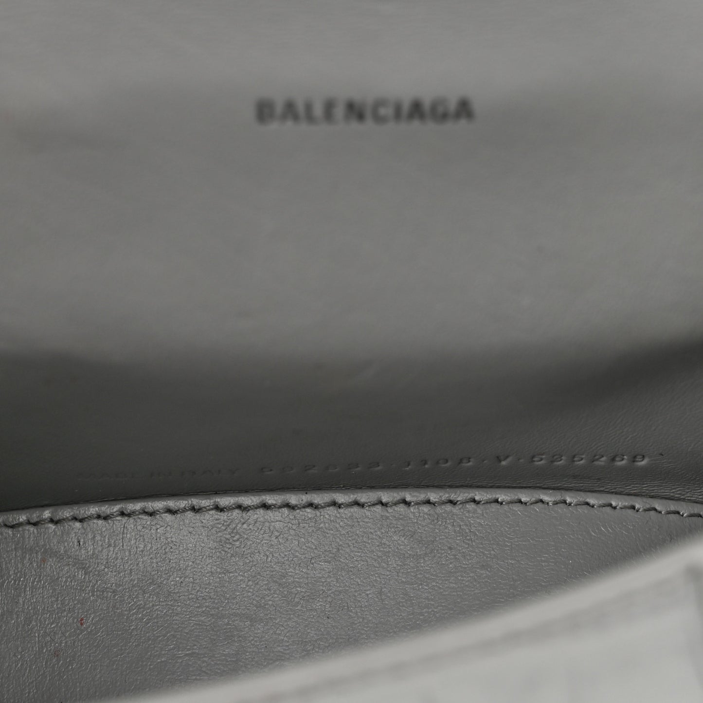 Shiny Calfskin Crocodile Embossed Hourglass Top Handle Bag XS Balenciaga Grey