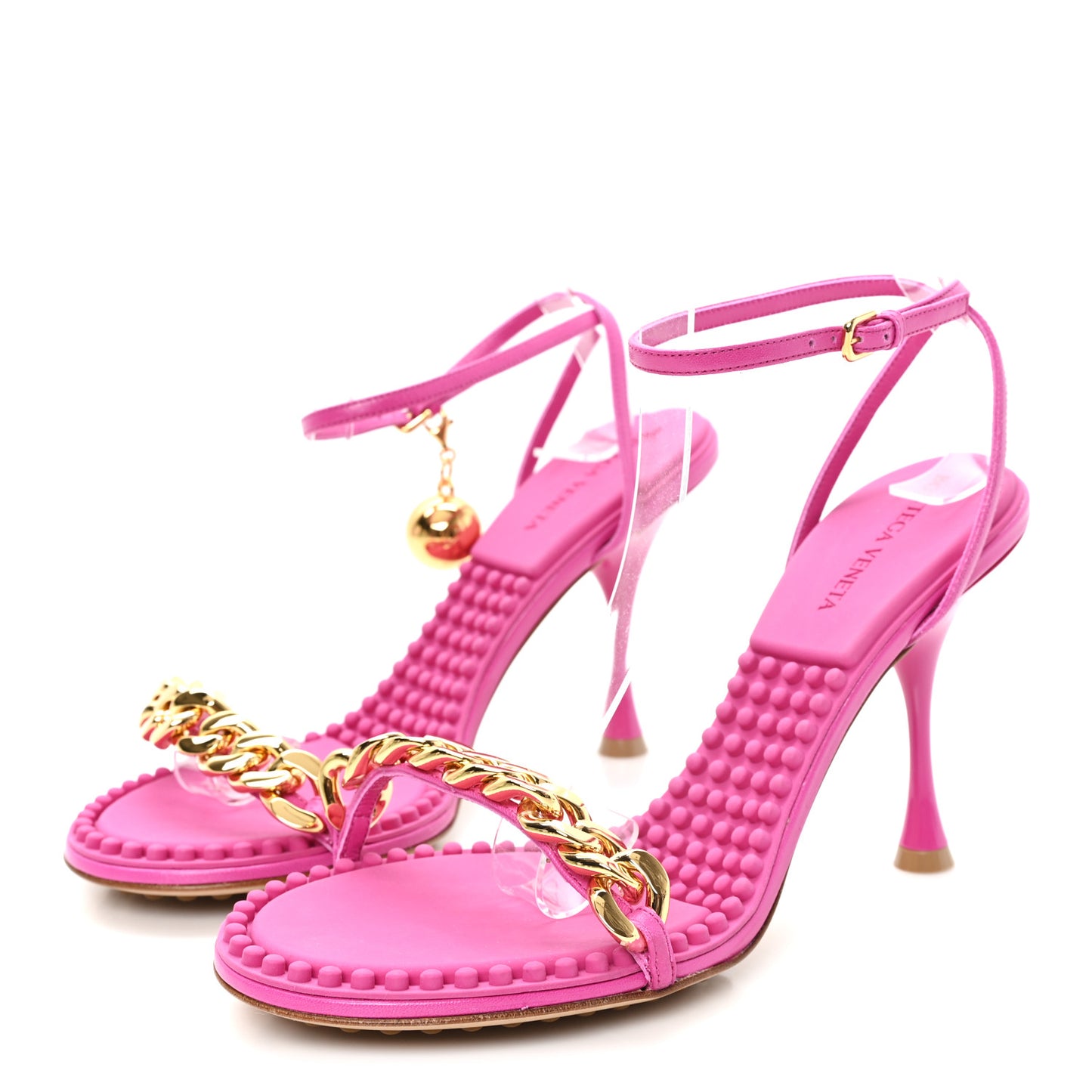Lambskin Dot 90mm Sandals 39.5 Hollyhock