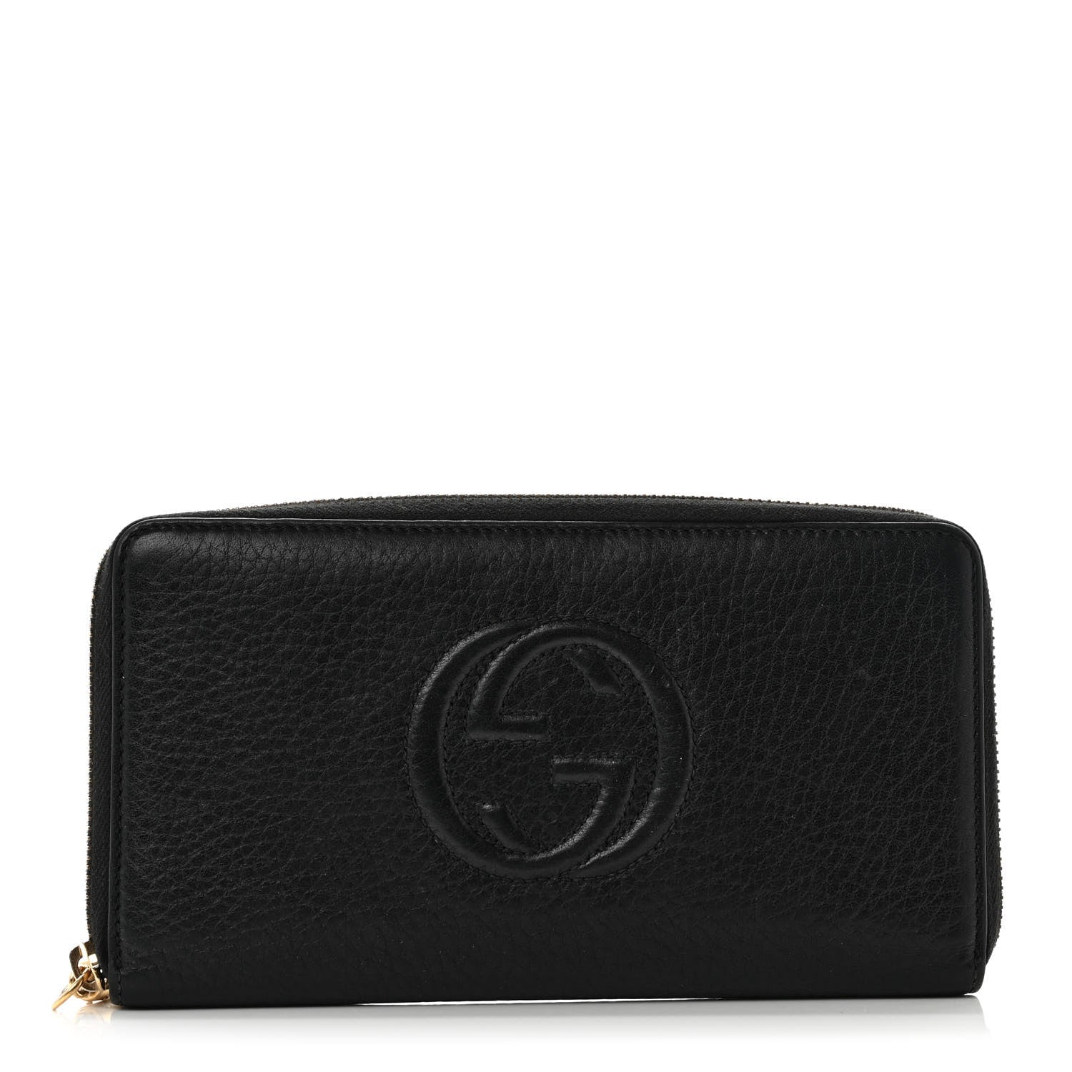 Gucci Pebbled Calfskin Soho Zip Around Wallet Black 1 of 8