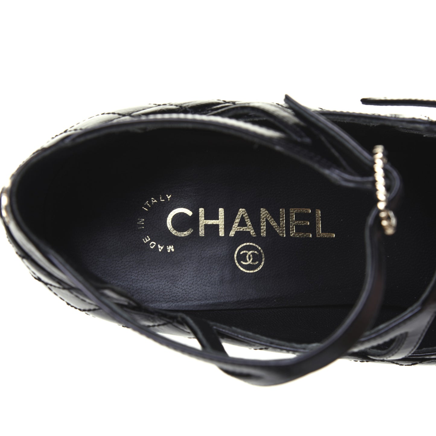 Calfskin Quilted CC Cap Toe Pumps 41 Black