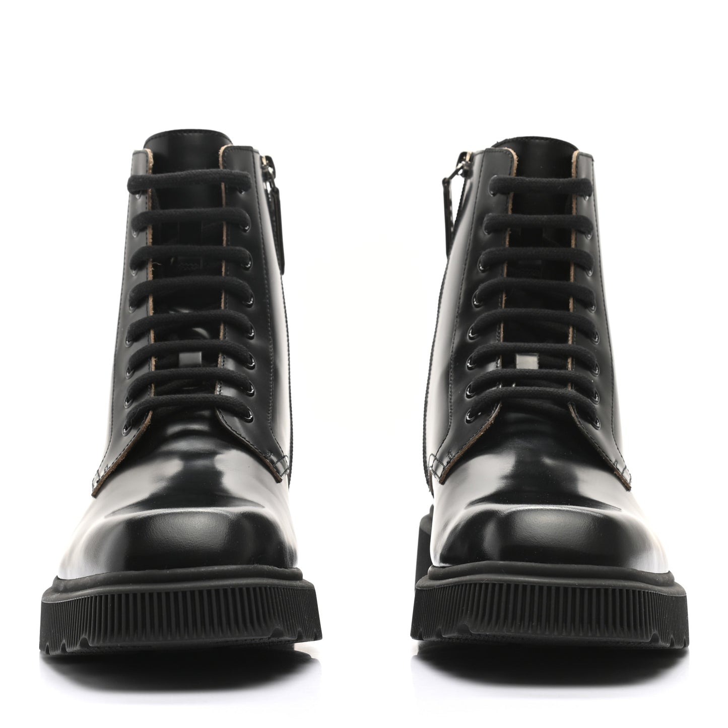 Calfskin Mens Double G Lace Up Boots 7 Black