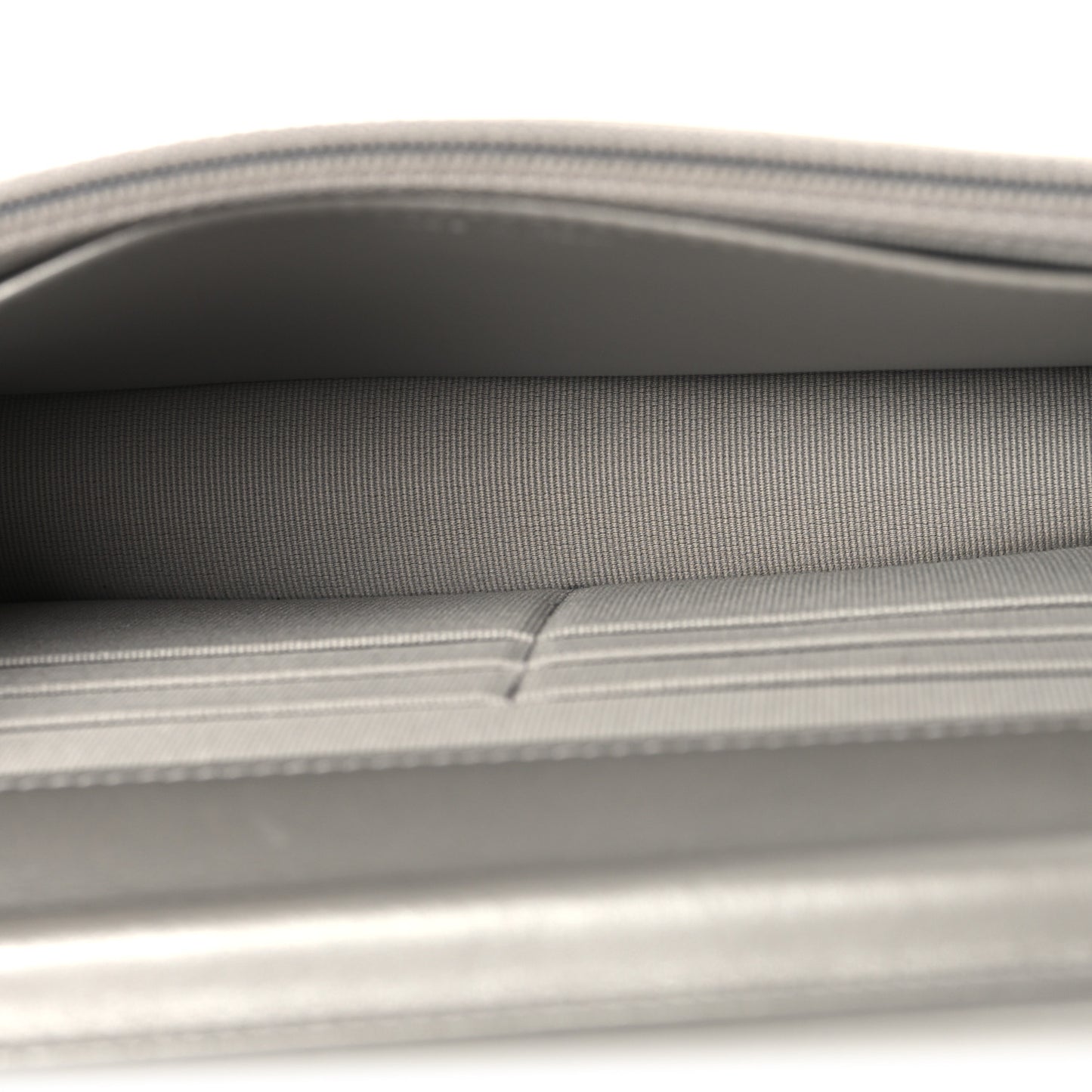 Metallic Crumpled Calfskin Quilted Flap Charm Wallet On Chain WOC Silver