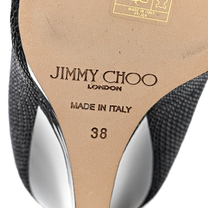 Jimmy Choo Fabric Woven Peep Toe Wedges 38 Black 7 of 8