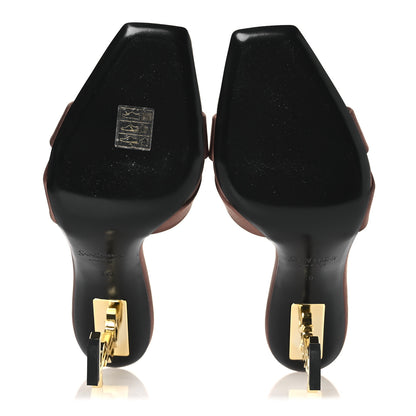 Saint Laurent Crepe Satin Crystal Opyum Mules Manioc 36 Manoic Brown 7 of 11