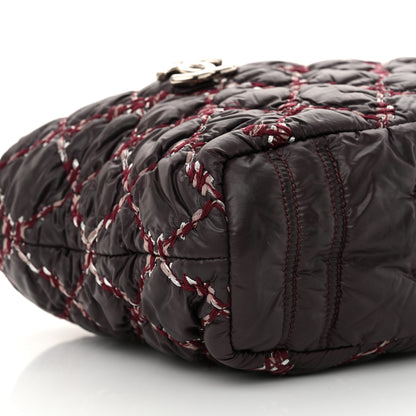 Chanel Nylon Quilted Tweed Stitch Bubble Tote Plum 9 of 14