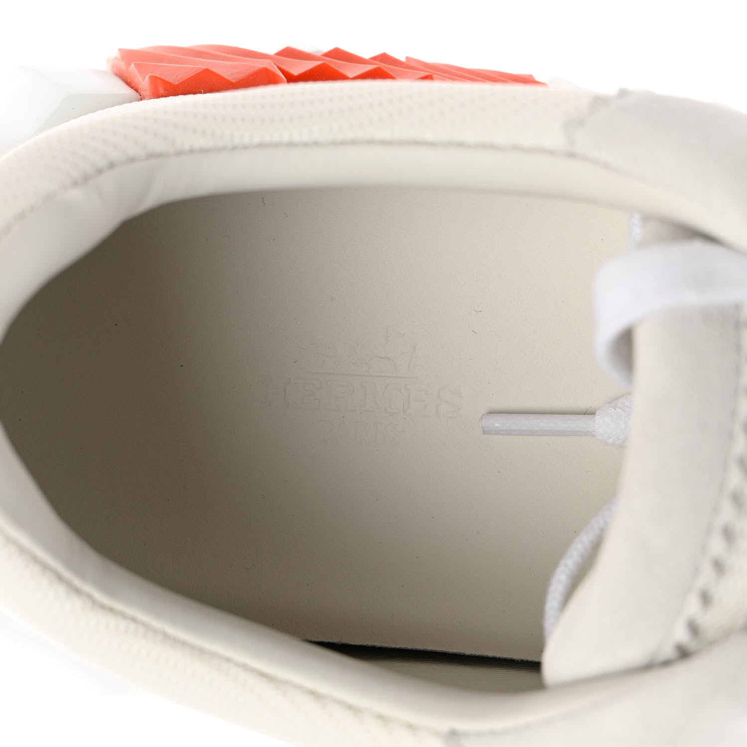 Hermes Technical Canvas Suede Goatskin Mens Bouncing Sneakers 44 White Orange 14 of 16