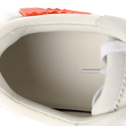 Hermes Technical Canvas Suede Goatskin Mens Bouncing Sneakers 44 White Orange 14 of 16