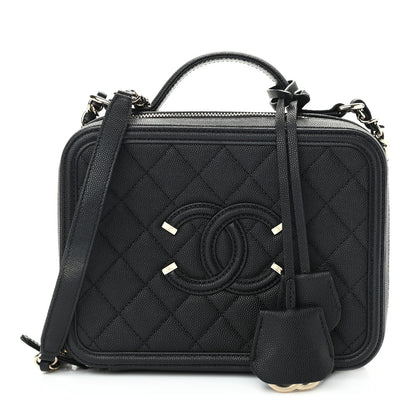 Chanel Caviar Quilted Medium CC Filigree Vanity Case Black 1 of 12