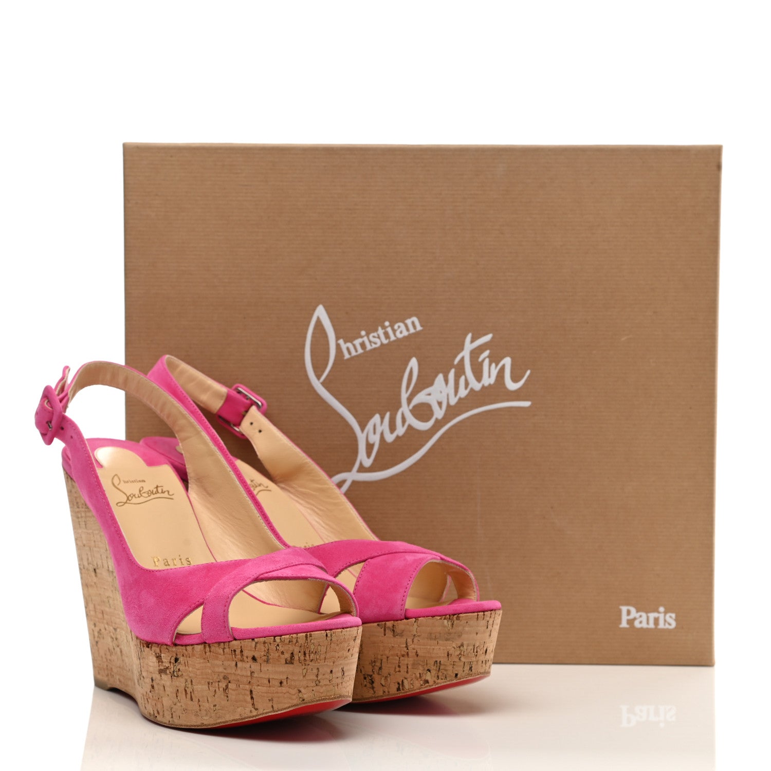 Christian Louboutin Suede Cork Reine De Liege 120 Wedges 39 Pink Natural 8 of 8