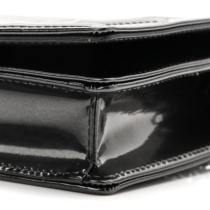 Christian Dior Metallic Patent Micro-Cannage Diorama Wallet on Chain Pouch Black 9 of 9