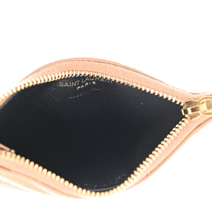 Saint Laurent Grain De Poudre Matelasse Chevron Monogram Fragments Zippered Card Case Cork 5 of 7