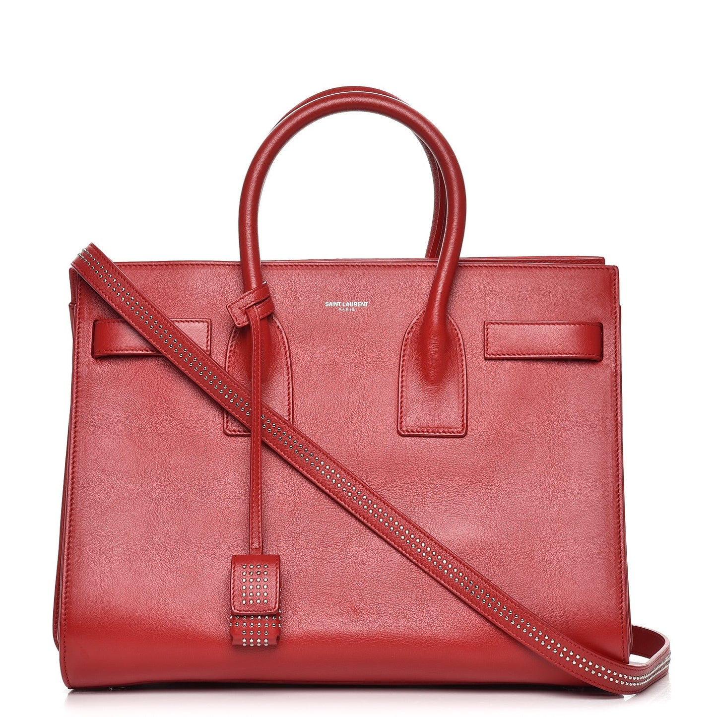 Calfskin Studded Small Sac de Jour Carryall Red