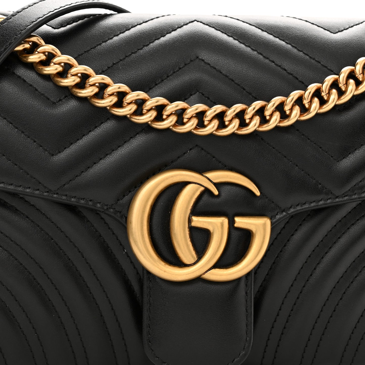 Calfskin Matelasse Small GG Marmont Shoulder Bag Black