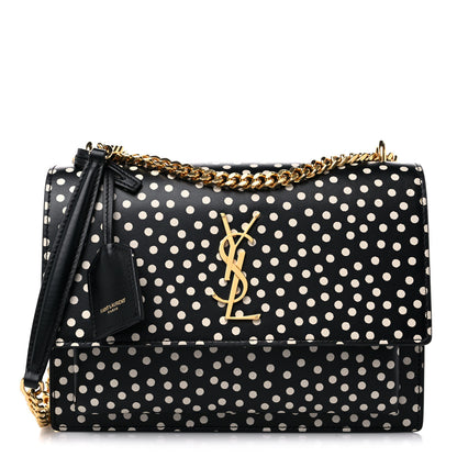 Saint Laurent Calfskin Polka Dot Medium Monogram Sunset Black White 1 of 11