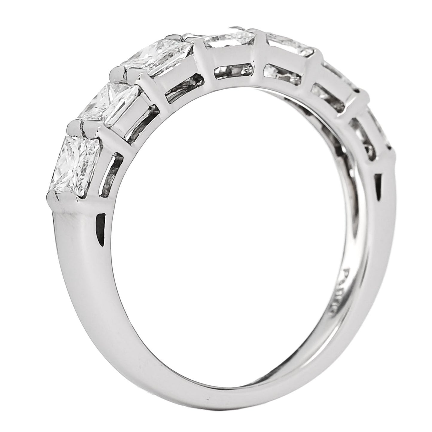 Platinum Diamond 1.00ct Princess Cut Half Eternity Band Ring 49 4.75