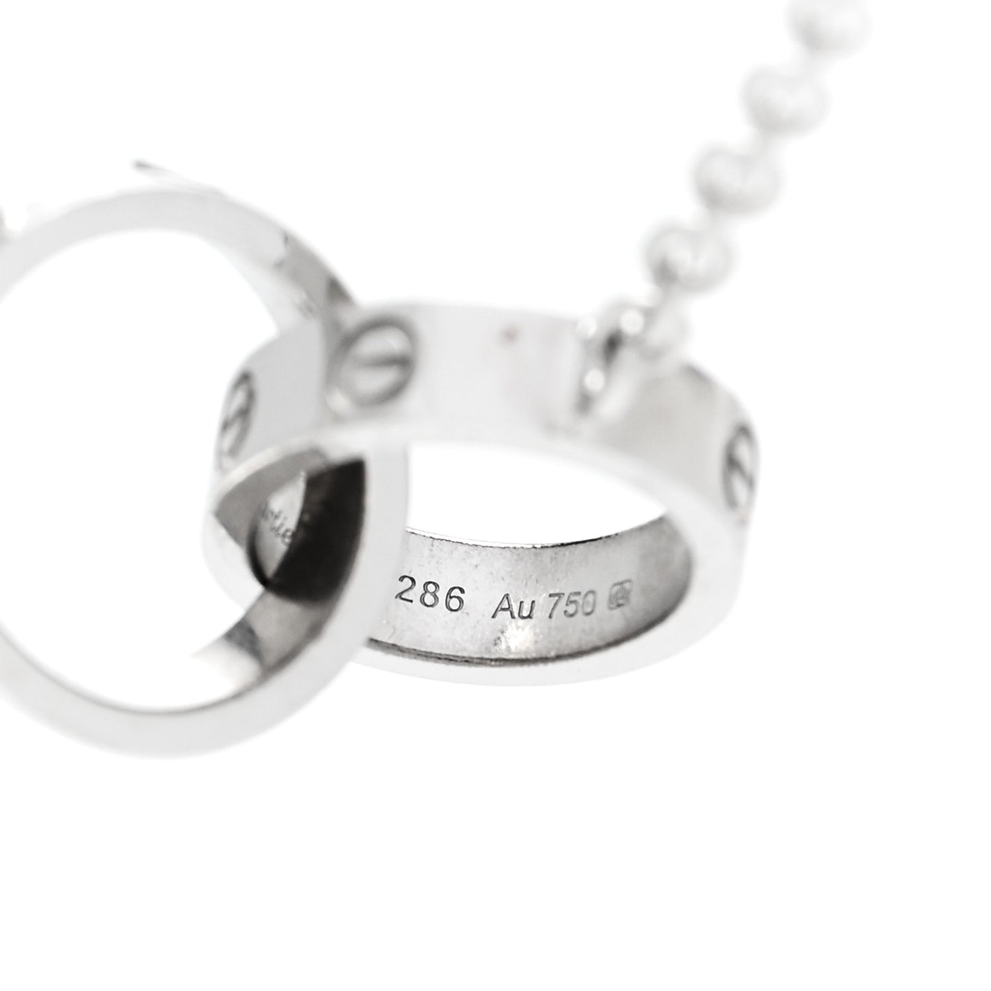 18K White Gold Interlocking LOVE Necklace