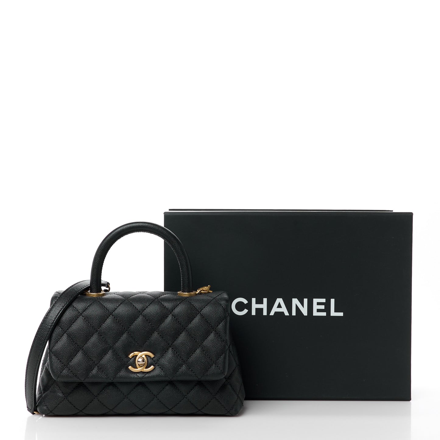 Caviar Quilted Mini Coco Handle Flap Black