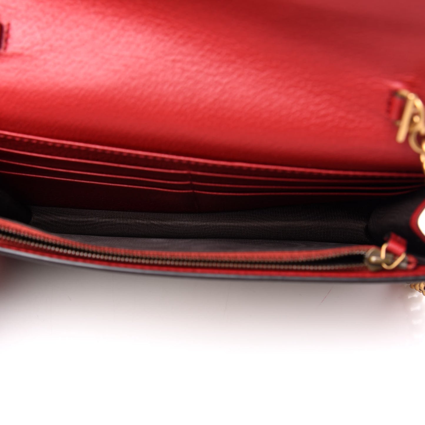 GG Supreme Monogram Web Queen Margaret Chain Wallet Red