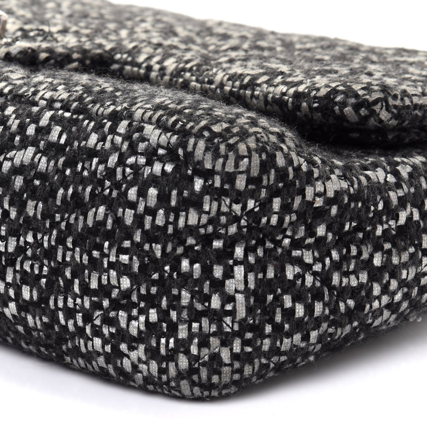 Sequin Tweed Jumbo Double Flap Black Grey