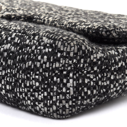 Chanel Sequin Tweed Jumbo Double Flap Black Grey 9 of 10