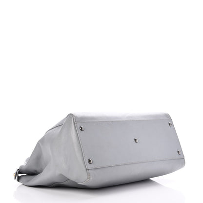Fendi Vitello Suede Large Peekaboo Iconic Satchel Grigio Chiaro 4 of 10