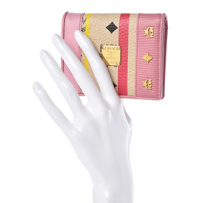 MCM Visetos Striped ID Wallet Pink 2 of 7
