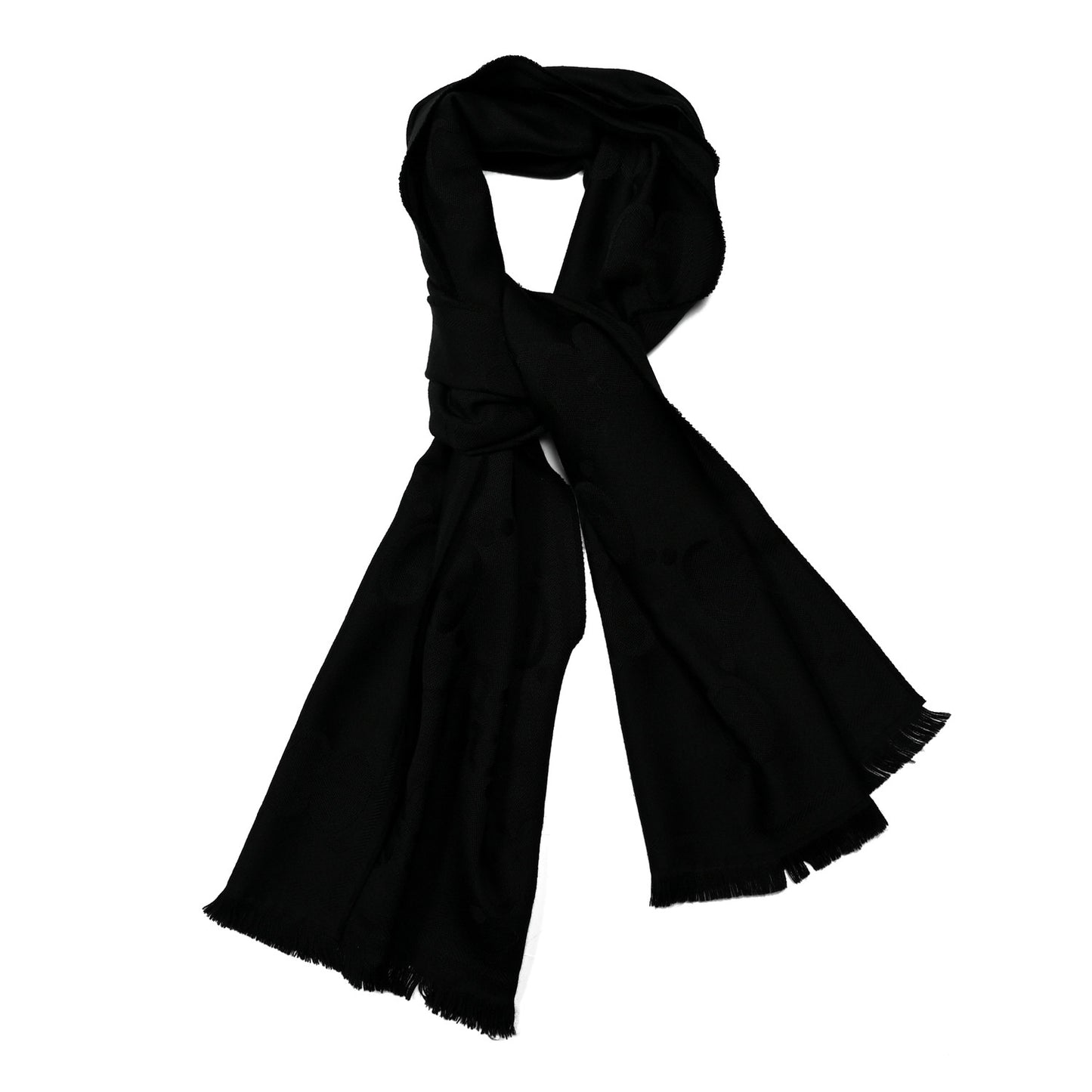 Wool Silk GG Monogram GGNat Scarf Black