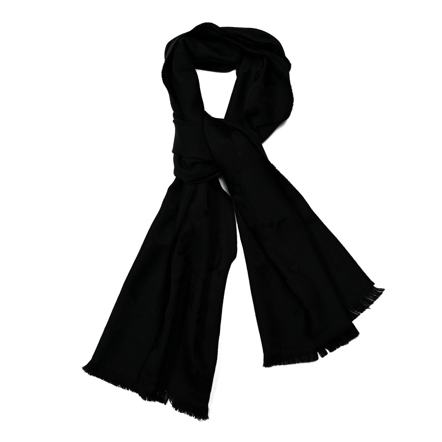 Gucci Wool Silk GG Monogram GGNat Scarf Black 1 of 4