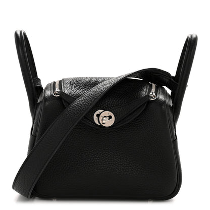 Hermes Taurillon Clemence Mini Lindy 20 Black 1 of 27