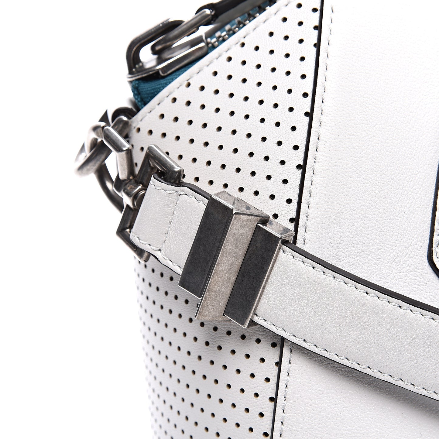 Lambskin Perforated Small Antigona White