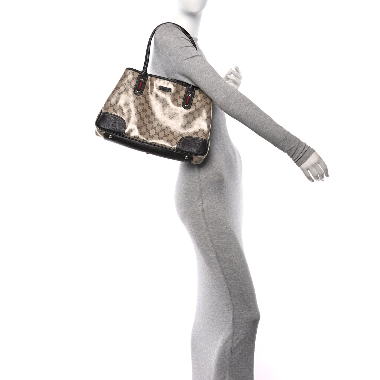 Crystal Monogram Medium Princy Tote Dark Brown