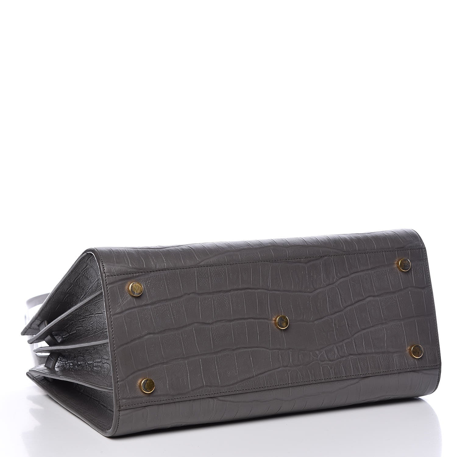 Saint Laurent Calfskin Crocodile Embossed Small Sac De Jour Earth 4 of 10