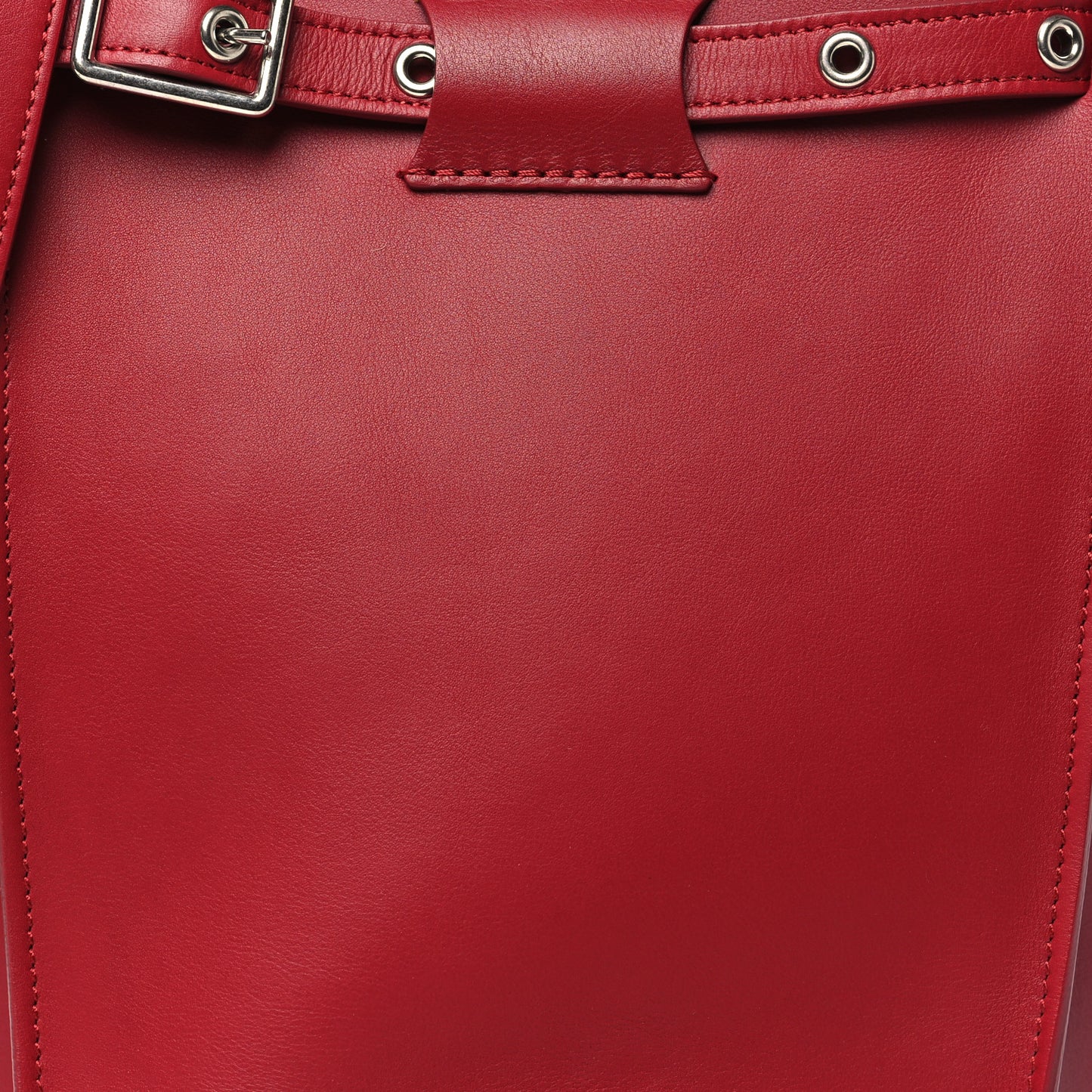 Supple Grained Calfskin Big Bag Bucket Red