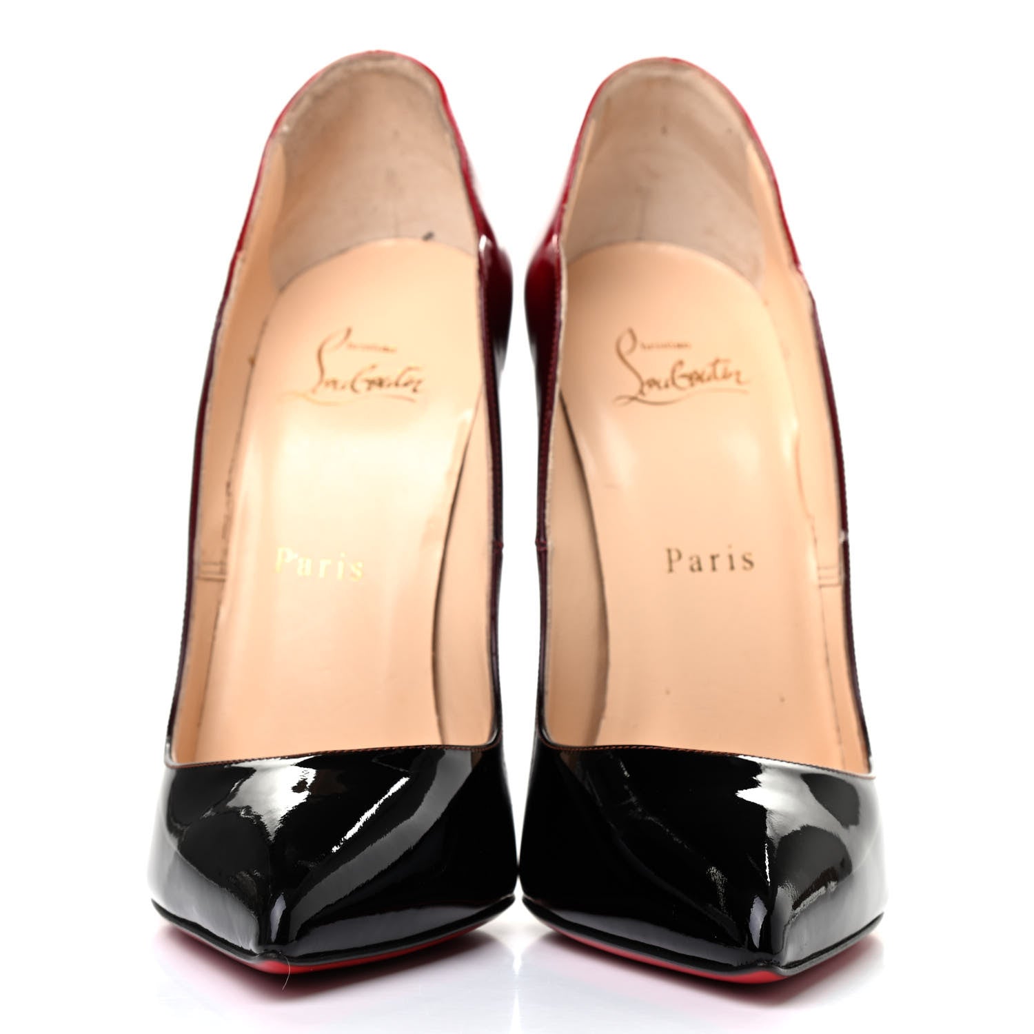 Christian Louboutin Patent Degrade Hot Chick 130 Pumps 38 Black Red 2 of 9