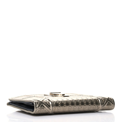 Christian Dior Metallic Patent Micro-Cannage Diorama Medium Wallet Champagne 4 of 10