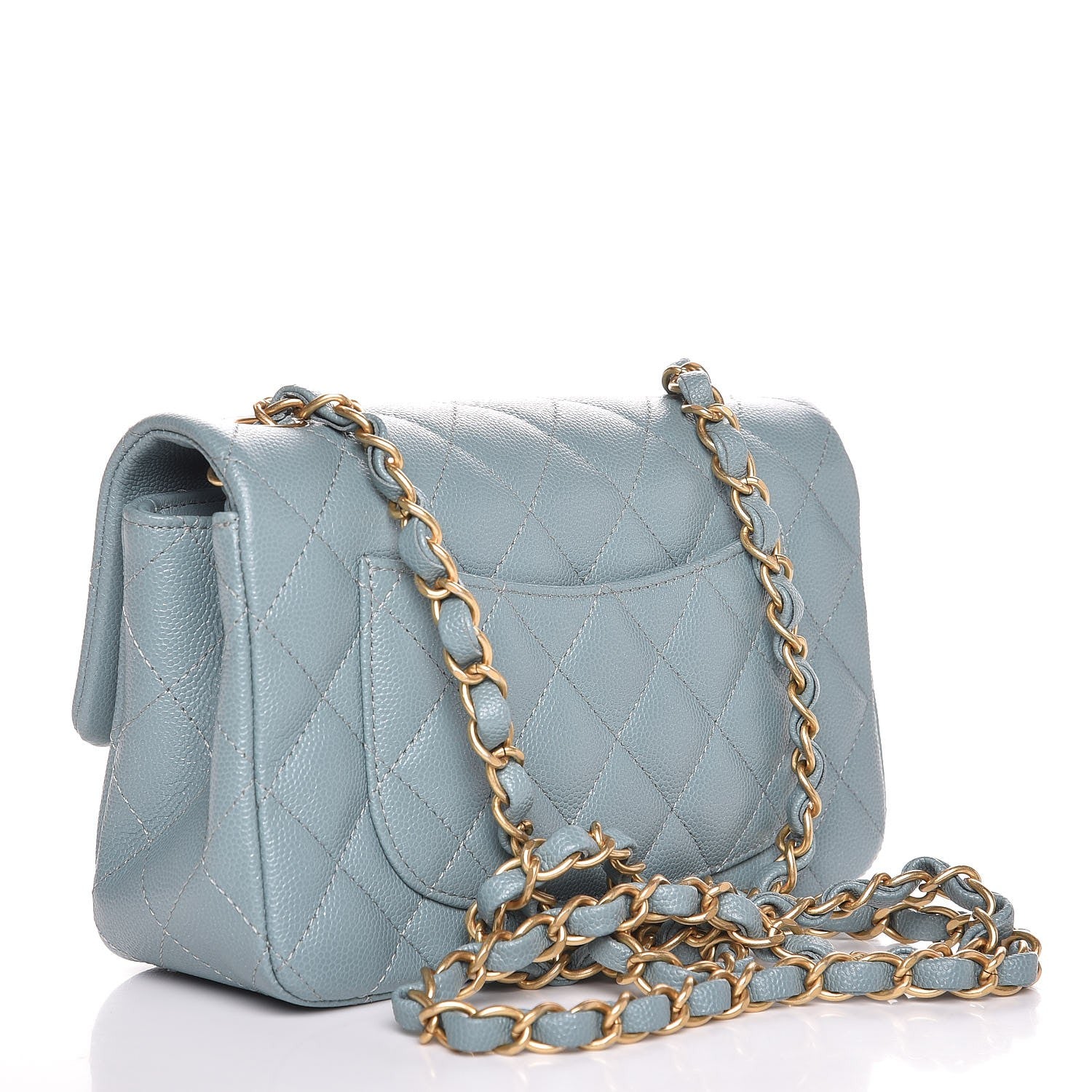 Chanel Iridescent Caviar Quilted Mini Rectangular Flap Light Blue 3 of 8