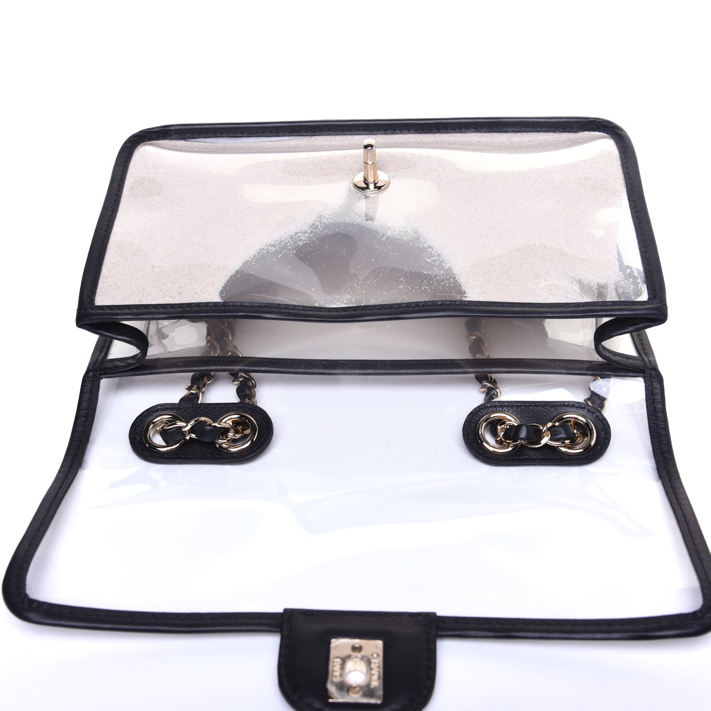 Lambskin PVC Medium Coco Sand Flap Black