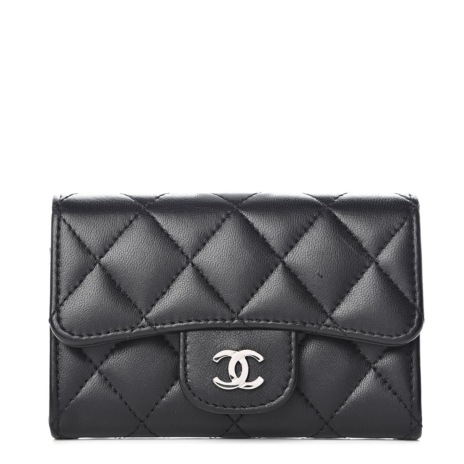 Chanel Lambskin Quilted Flap Card Holder Black 1 of 9