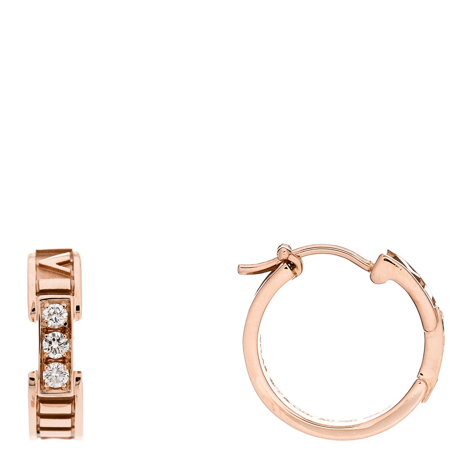Tiffany 18K Rose Gold Diamond Atlas Hoop Earrings 1 of 6