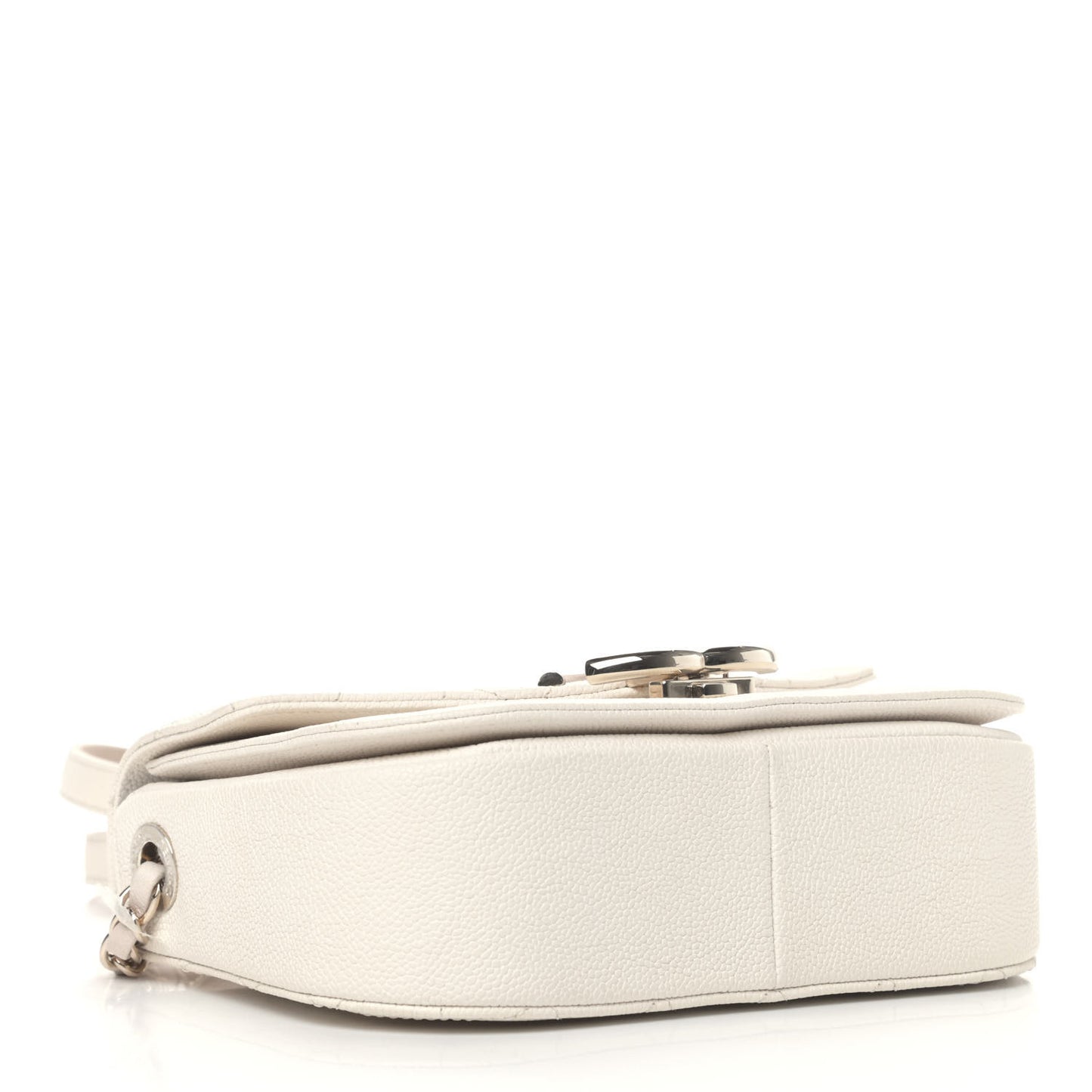 Grained Calfskin Quilted Small Cuba Top Handle Flap White