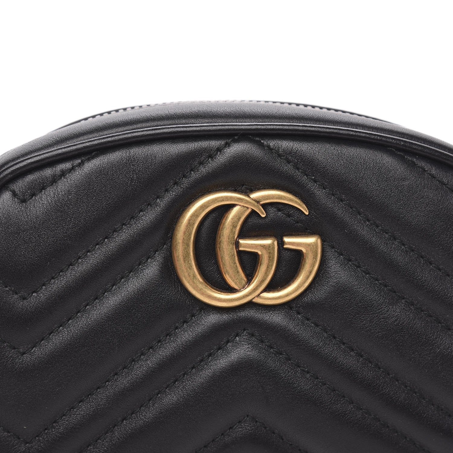 Gucci Calfskin Matelasse GG Marmont Belt Bag 85 34 Black 8 of 12